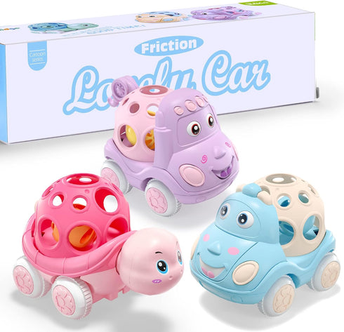Pink Toy Car for Baby Girl Gifts, Push Wind Up Cars for Toddler Girls, Soft Truck Infants Gift
