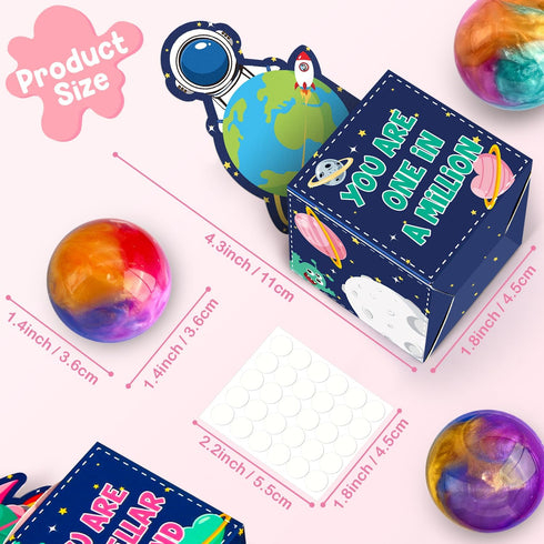 28 Pack Set SURCVIO Valentines Day Gifts for Kids, Galaxy Slime with Greeting Card Box Stress Relief Fidget Toy