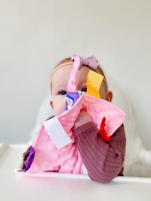 Lovey Sensory Tag Toy - Garden Flowers Butterflies Blanket