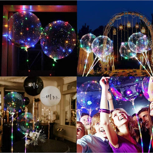 Yongxiang 10 PACKS LED Bobo Balloons, Transparent Light Up Balloons with String Lights for Party Birthday Decorations