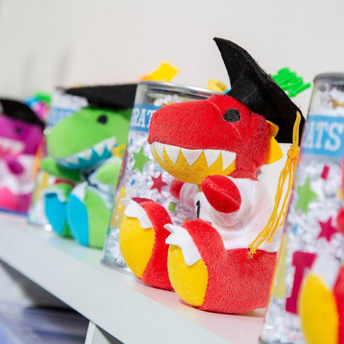 12 Pack Fun Express Plush Graduation Dinosaur Stuffed Animal - Cute Dino Plush Toys for Boys and Girls | Soft Dinosaur