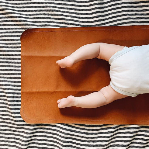 Vegan Leather Baby Changing Mat by Lark Baby Goods, Waterproof, Portable Diaper Pad, 14 x 22 in, Brown