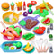CUTE STONE Kids Play Kitchen Toy Accessories, Toddler Pretend Cooking Playset with Cookware, Utensils, Food for Cutting