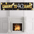 40th Birthday Banner, Happy 40th Birthday Cheers to 40 Years Sign, Gold Glitter Birthday Decoration Supplies