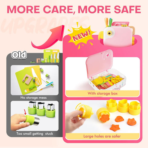 Set Set,Safe Set Toddler Girl Cooking with Storage Box-Girls Pink Kitchen PP Material Baby Girl Montessori Kitchen
