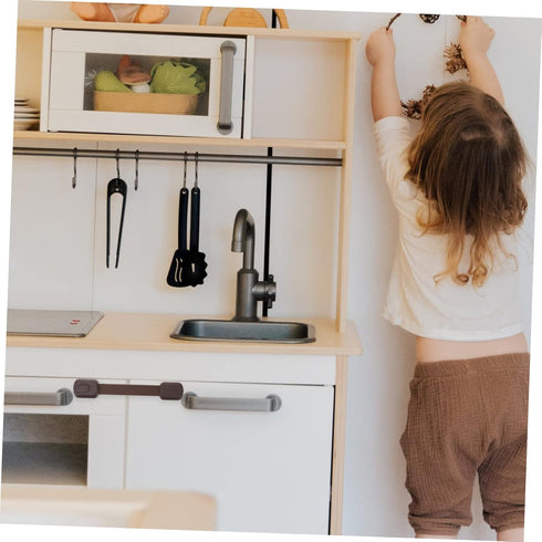 4pcs Babyproof Drawer Locks: Childproofing Safety Straps for Cupboard, Oven Door, Dishwasher, Brown Cabinet Locks