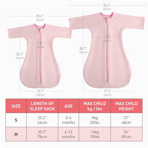3-6 1.5 2-Way Amrcbb Easy Transition Baby Sleep Sacks with Sleeves Soft Cotton Warm Months Tog, Soft Comfortable