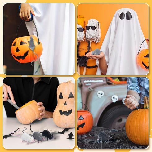 EORTA 3 Pcs Fake Mice Lifelike Halloween Rats Decorations, Plastic Vivid Mouse Cat Toys for Christmas, Party, Black,
