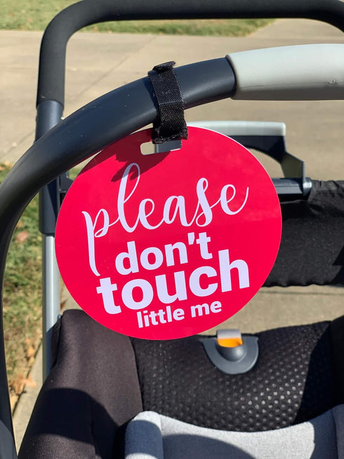 THREE LITTLE TOTS Pink Please Don't Touch Baby Car Seat Sign or Stroller Tag - CPSIA Safety Tested