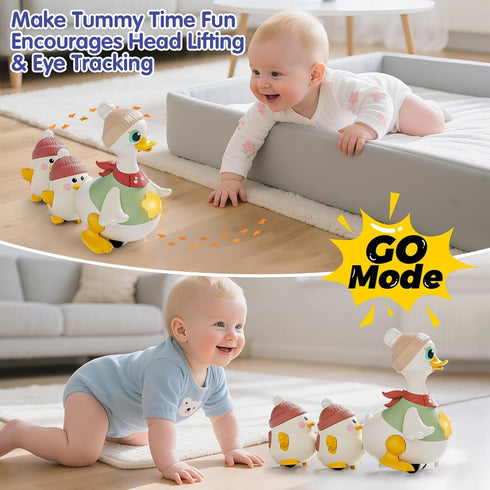 6-12 Set Tummy 1 HOLA Baby Toys Months Musical Dancing Duck Toy with Mama and Babys Time Toys, Crawling and Interaction