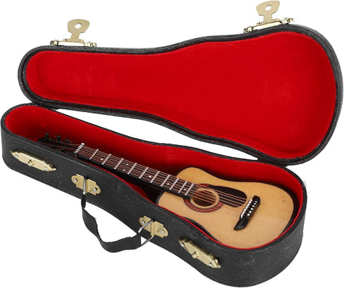 Wooden Miniature Guitar with Stand and Case, 5.9in Black Miniature Guitar Mini Guitar Model Guitar Figurine Mini Guitar Toy Birthday Gift Home Decor by Jadpes