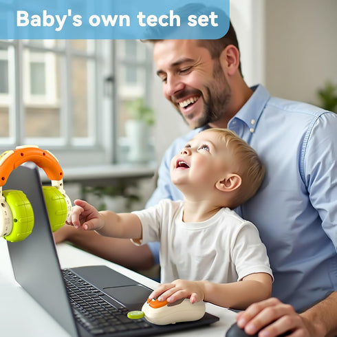 6-12 7 9 18M 1 2 3 iPlay, iLearn Baby Musical Toy Month, Infant Pretend Headphone & Mouse Activity Toy Light Sound