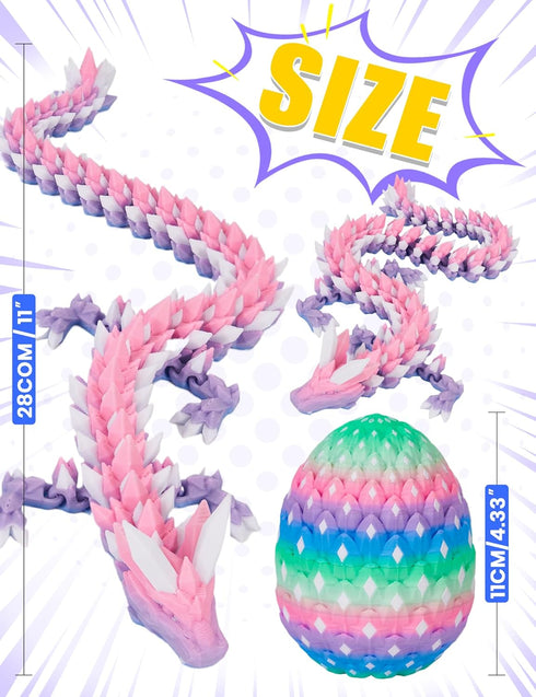 YILCER 3D 3D Printed Dragon Eggs Glow in The Dark Prefilled Easter Eggs with Dragon Toy for Basket Stuffers Printed