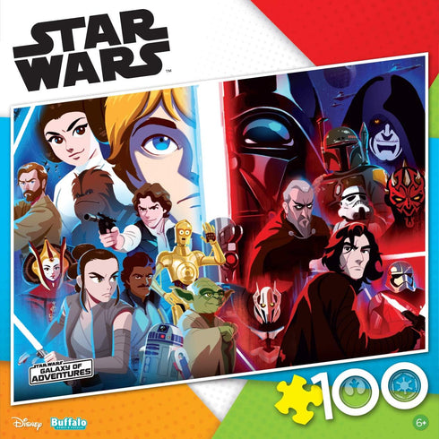 Buffalo Games - Star Wars - Star Wars Light versus Dark - 100 Piece Jigsaw Puzzle for Families Challenging Puzzle Perfect for Game Nights - Finished Puzzle Size is 15.00 x 11.00