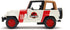 Jada Toys Jurassic World 1:32 Jeep Wrangler Die-cast Car for Kids and Adults (White/Red)