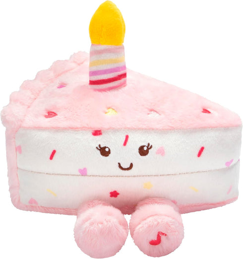 6 inches, Magic Years Musical Light Up Plush Toy, Happy Birthday Cake Slice, Pink