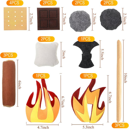 17 Pcs Pretend Camping Play Set - Decorative Round Throw Pillows, Safe Fake Campfire Plush Wood Shaped Floor Cushion