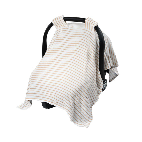 Meracorallo Muslin Baby Car Seat Cover, 100% Cotton Infant Carrier Cover, Lightweight