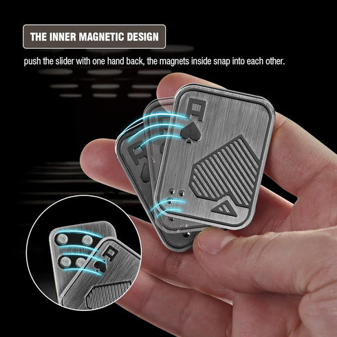 Fidget Toys Adults, EDC Metal Fidget Slider, Magnetic Poker Push Card, Adult Fidget Toy for Anxiety ADHD, Cool Office