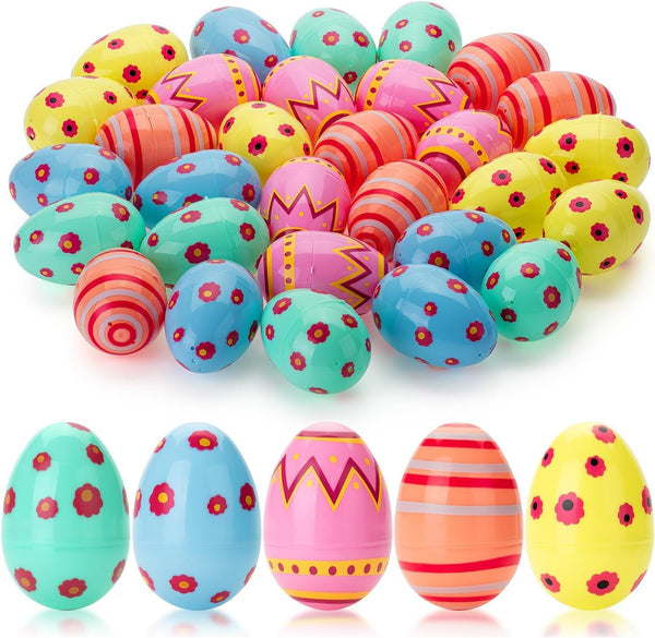 CJYGEGE 3 Inch Jumbo Plastic Easter Eggs 30 Pack - Premium Colorful Fillable