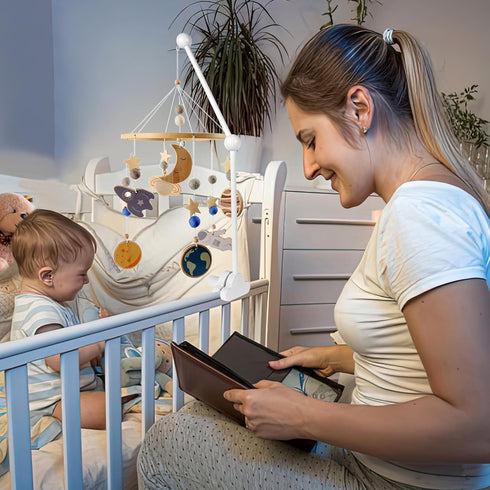 Abizarch 27inch Baby Crib Mobile Arm, Wooden Crib Mobile Holder, Angle Height Cot Mobile Arm, Crib Mobile Bed Bell