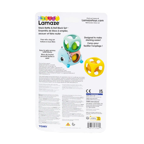 Lamaze Stacking Blocks - Rattle & Roll Baby Blocks for Fine Motor Skill Development, Interactive Stacking Toys for Ages