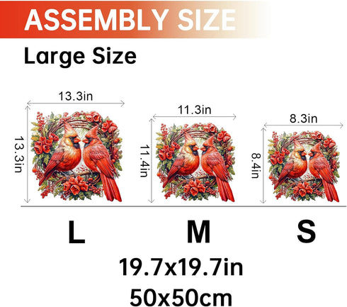 Cardinal Wooden Jigsaw Puzzles for Adults - 100 Pieces - Unique Animal Shape Wood Cut Puzzles - 8.4 x 8.3in