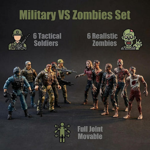 LIVELYOU Playset (12PCS) Army Men VS Zombie Action Figure Toys Realistic Battle Scene Zombie Collections Christmas
