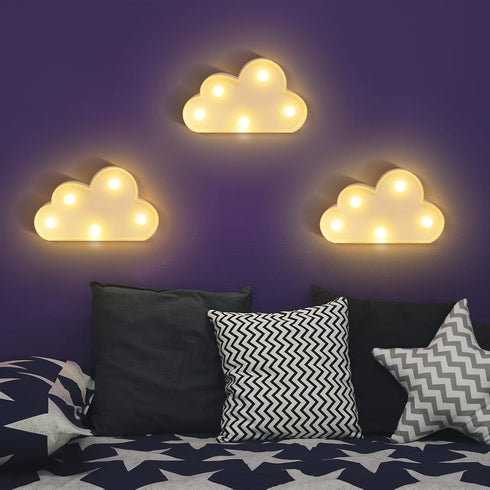 3 clothmile Pcs LED Cloud Night Light Can Be Hung On The Wall Kids Room Room Light, Suitable for Birthday Party Holiday