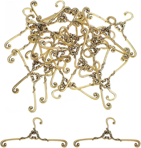 Ipetboom 24pcs Miniature Clothes Hangers - 1.6In Mini Doll House Garment Dress Up