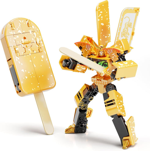 BOZOBO Ice Cream Transforming Toy, 2 in 1 Popsicle Transform into Robot Action