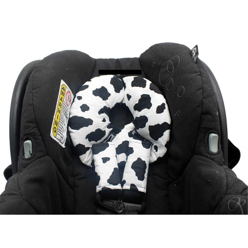 Little Tall Poppy Set, Infant Car Seat Head Support Cow Print, Newborn Head Rest, Baby Strap Covers, Carry Cushion