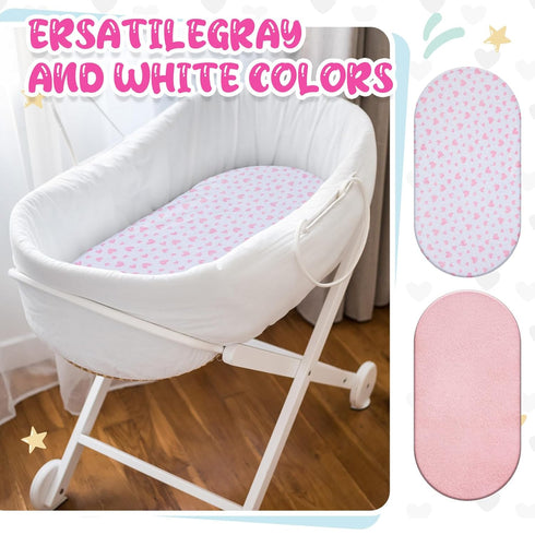 Fanfanwin 2 Pack 33 16 Inches Flannel Baby Bassinet Sheets x Pink and White Soft Christmas Flannel Crib Sheets, Fit