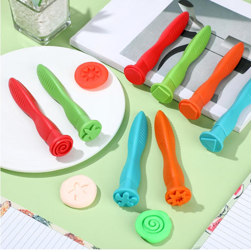 Set 8 2+ Aoriher of Triangle Grip Geometric Patterns Stampers for Ages Fun Easy to Hold Paint and Dough Stampers