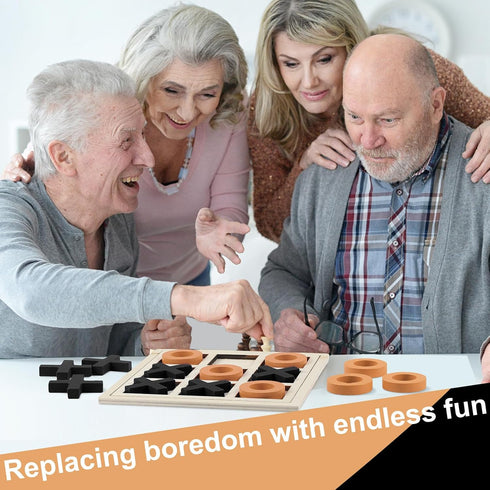 Seenelling Jumbo Wooden Tic Tac Toe Game Dementia Activities for Alzheimers Seniors with Matching and Puzzle Templates