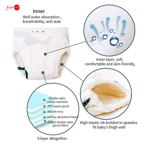 Joyo roy 4 Pack Soft Potty Training Pants for Boys, 3T Reusable Toddler Underwear, Waterproof Dinosaur Pee Pants