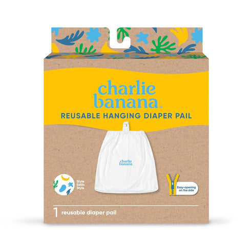 CHARLIE BANANA Waterproof Hanging Diaper Bag - Reusable Cloth Diaper Wet Bag in Leaf Design