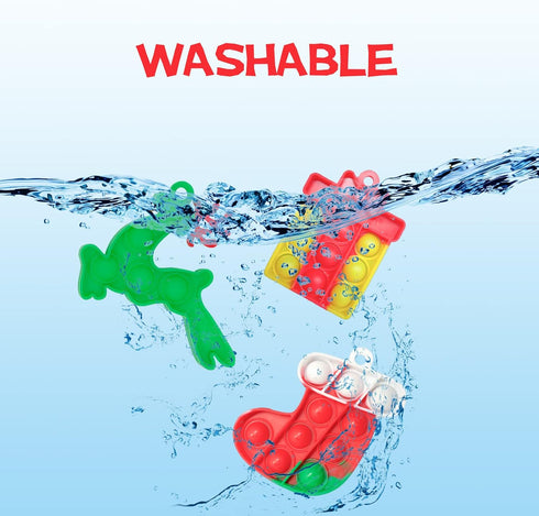 (60pcs) Christmas Mini Push Pop Bubble Fidget Toy, Keychain Bubble Pop Desk Toy, Fidget Keychain Relieve Anxiety Stress