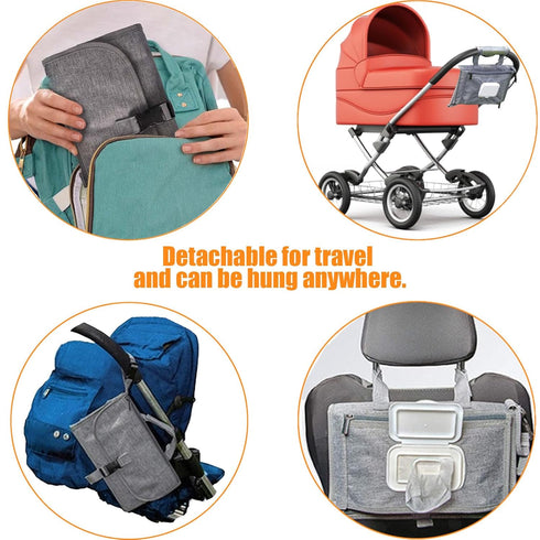 Slxypater Portable Diaper Changing Pad - Waterproof Travel Baby Changing Pad Mat with Wipe Dispenser Pocket & Stroller
