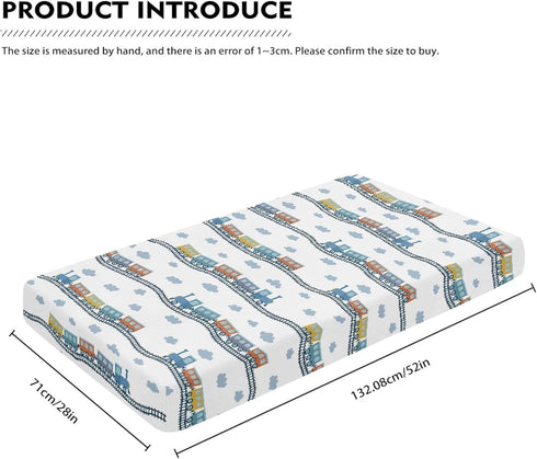 JEPFEIXIA 28"x52" Colorful Train Fitted Crib Sheet for Boys Girls Cartoon Trains Baby Sheet for Standard Crib
