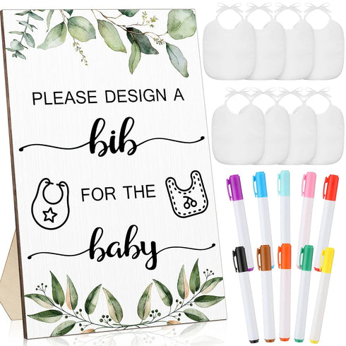 26 Pcs Baby Bibs and Game Set Baby Shower Game Sign 15