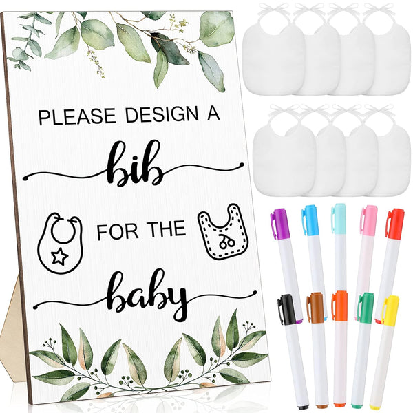 26 Pcs Baby Bibs and Game Set Baby Shower Game Sign 15
