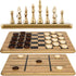 VAMSLOVE Wooden Chess Checkers Tic-Tac-Toe Game Set 11.5" x 11.5" Double-Sided 3