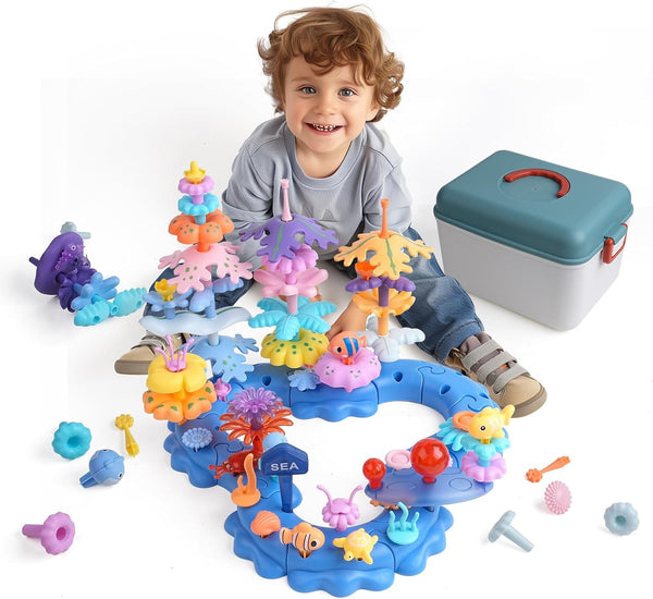 Wulumu 96PCS Ocean Adventures DIY Building Stacking Toys Set,Educational STEM Toy Gift