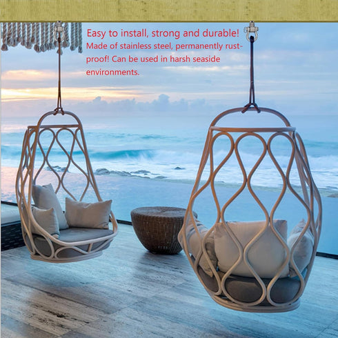 Heavy Duty 6 Bearing Swing Hangers, Permanent Anti Rust 180° Swing, 1500 lb Capacity Sandbag Yoga Swing Hammock Chair