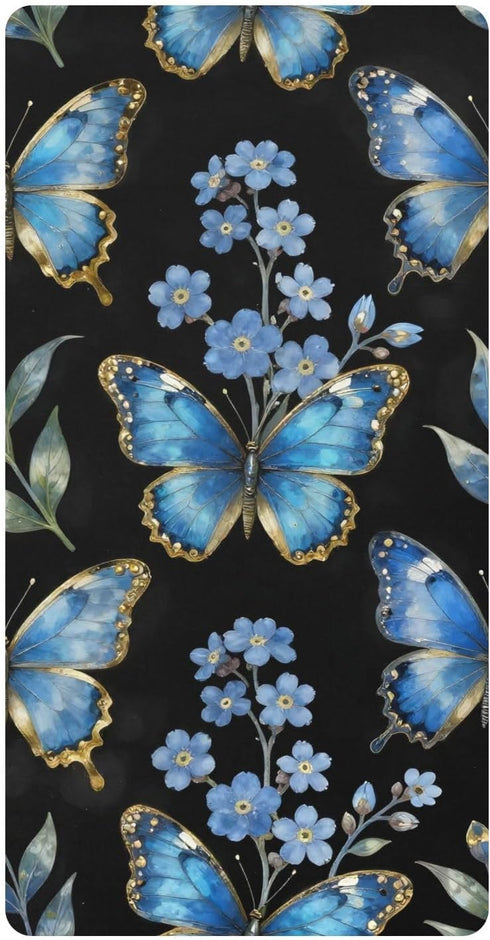 CZXW Blue Butterflies Floral Forget-me-not Crib Sheets Fitted 52" x 28" Natural Cotton