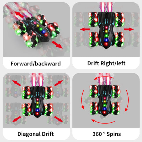 Car,360 Age6-8 8-12 Upgraded Gesture Sensing RC Stunt Spins Double-Sided Hand Controlled RC car Spray Watch Remote