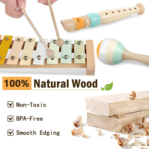 Meytccve 1-3,Wooden 1+ Baby Toys Montessori Toys for Babies Musical Instruments Toy Stacking Building Blocks,Infant