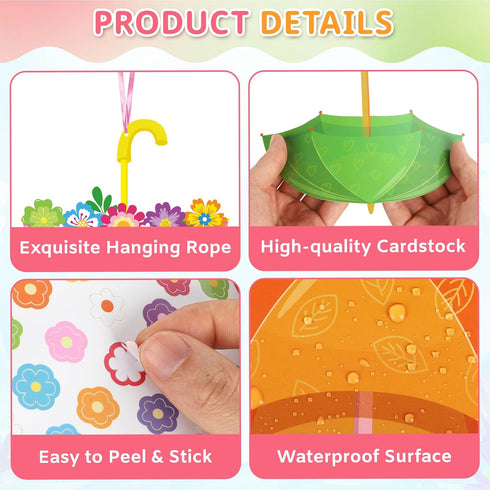 PAIVSUN 24Pcs Summer Spring Crafts Kits Make You Own Umbrella Paper Ornament DIY Arts and Crafts for Spring April