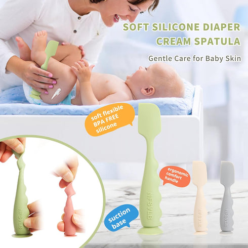 Case-1 2 2 Baby Diaper Cream Spatula with Large Mini Butt Paste Spatula with Travel Case-Soft Baby Butt spatula baby